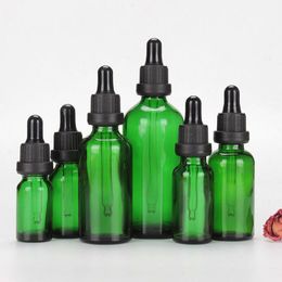 Green Glass Liquid Reagent Pipette Bottles Eye Droppers Aromatherapy 5ml-100ml Essential Oils Perfumes bottles wholesale free DHL Xckde