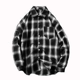 Plaid Shirt Flannel Chequered Men Shirts Long Sleeve Chemise Homme Cotton Male Cheque Autumn Fashion Brand C 231221