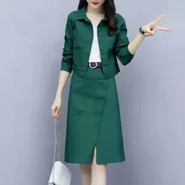 Work Dresses Spring And Autumn 2023 Women's Leisure Fashion Hiding Meat Royal Sister Light Mature Style Foreign Two Piece Skirt Set