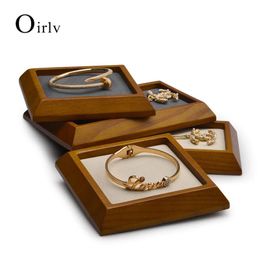 Boxes Oir Solid Wood Jewelry Display Trays with Microfiber Jewelri Organizer Pallet for Bangle Ring Pendant Show Prop