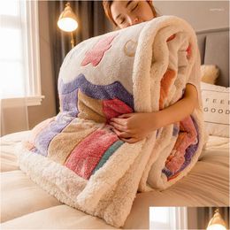 Blankets Blankets Winter Bed Solid Colour Fleece Throws Adt Thick Warm Sofa Blanket Super Soft Duvet Er Luxury Drop Delivery Home Garde Dhqbo