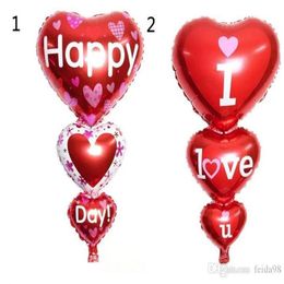 Balloon 2 Sizes Baloon Big I Love You ang Happy Day Balloons Party Decoration Heart Engagement Anniversary Weddings Valentine Ball261P