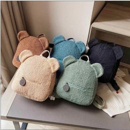 Backpack Portable Plush Autumn Winter Lamb Fleece Women's Cute Bear Shaped Children Travel Shopping Rucksacks Bolsos272z