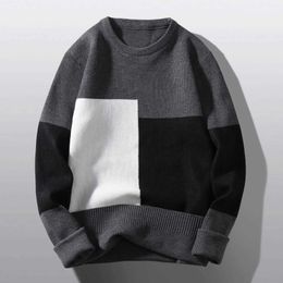 Herrtröjor Male Autumn and Winter Wool Sweater Round Neck Pullover Bottoming Shirt Color Matching All Matching Overdized Winter Coat Men J231220