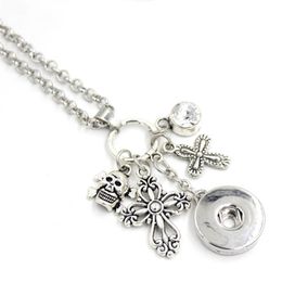 New Arrival Bohemian Style Women Jewellery Whole Interchangeable Jewelry Cross Skull Pendant Necklace 18mm Snap Button Necklac189I