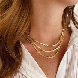 High Quality Gold Color European Women Collar Chains 5MM Width Herringbone Snake Chain CZ Star Starburst Charm Necklace300c