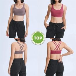 Outfits LB Women's Yoga Bra Summer Ushaped No Steel Ring Builtin Chest Pad Sports Bra for Women Gym Sleeveless Fitness Yoga Fashion Tan