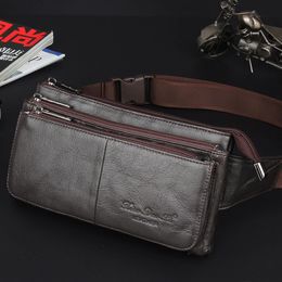 Men Natural Genuine Leather Sling Chest Cross body Bag Travel Belt Purse Pouch Soft Single Shoulder Messenger Waist Pack Bags 231220