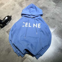 designer Cel women and men Hooded hoodie Autumn/Winter New Royal Blue CE Letter High Version Printing Technology Hoodie Casual Loose and Fresh Top Cel P6B9 UQ1K VNHV