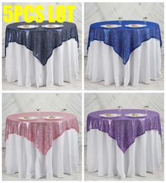 Table Cloth 5pcs Lot 152x152cm Glitter Sequin Tablecloth Overlay Poly For Wedding Event Party El Decoration9950181