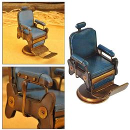 Products Retro Iron Cast Barbershop Chair Model Micro Barber Decoration Model Metal Tinplate Furnishings Home Office Chair Desk Art T7P6 Y1