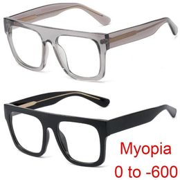 Sunglasses Large Square Myopia Reading Glasses Men Women Brand Designer Vintage Oversized Eyeglasses Frame Nearsighted 0 To -6 0242J