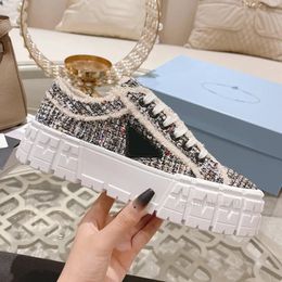 Designer shoes macro re-nylon gabardine shoe wheel double chunky platform casual shoes increase luxury canvas sneakers women trainers C22