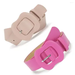 Belts Wide Metal Buckle Japanese PU Leather Candy Color Women Waistbands Korean Style Waist Female