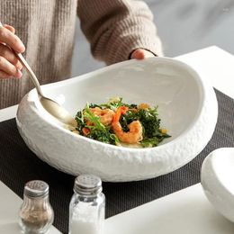 Plates Nordic Ceramic Dinner High-end White Irregular Stone Grain Insulation Tableware El Supplies Dessert Decoration Plate