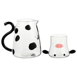 Dinnerware Sets Glass Set Cow Shape Pot Water Jug Beverage Can Flower Teapot Milk Microwaveable Kettle