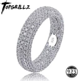 Quality 925 Sterling Silver Stamp Ring Full Iced Out Cubic Zirconia Mens Women Engagement Rings Charm Jewellery For Gifts 211012233m