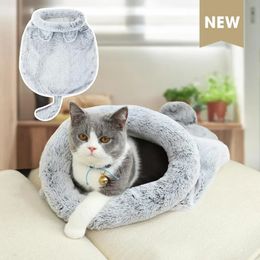 Washable plush Cat Sleeping Bag Puppy Small Dogs Cats Mat Bed Warm Soft Pet House Cat Sleeping Nest Cushion Pet Products 231221