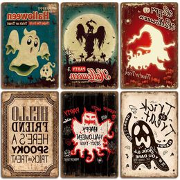 new Halloween retro tin painting background wall frameless decorative painting Living Room Home decor 20X30cm Luppq