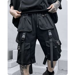 Ribbon Shorts Functional Multi-pocket Overalls Tactical Military Jogger Cargo Pants for Men's Clothing Haruku Streetwear