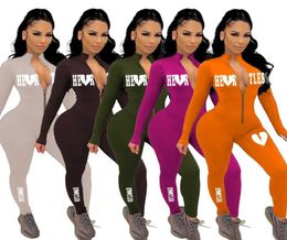 Plus Sizes S5XL Women Jumpsuits Designer 2023 New Sexy Slim Allinone Pants Solid Letters Printed Sports Rompers 5 Colours3309812