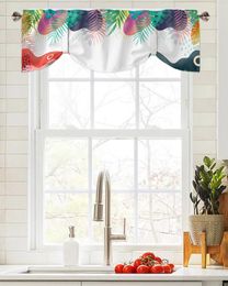 Curtain Abstract Leaves Plant Window Living Room Kitchen Cabinet Tie-up Valance Rod Pocket