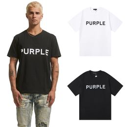 Marque de mode américaine en gros T-shirts Purple Brand pour hommes et femmes T-shirts imprimés de rue à la mode pour les couples manches courtes luxueuses