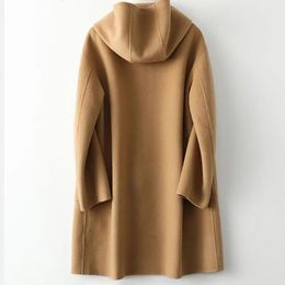 Double Side Cashmere Wool Stylish Large Size Soft Winter Coat Loose Overcoat Long Sleeves for Shopping 231221