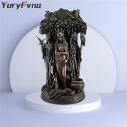 YuryFvna 16cm Resin Statue Greece Religion Celtic Triple Goddess Maiden Mother and the Crone Sculpture Figurine 220112277K