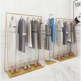 Golden clothing racks Bedroom Furniture Landing coat hanger in cloth stores Gold Iron Hat Frame multi-functional shoe rack267v