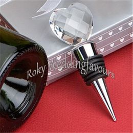 Whole 100PCS Elegant Crystal Heart Wine Stopper w Silver Box Barware Favors Bomboniere Anniversary Event Party G2250