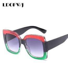 LDOFWJ Catwalk Women Square Sunglasses Oversize Unique Clear Female Sun glasses Eyeglasses Big 2018 Brand UV400242B