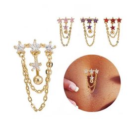 Navel & Bell Button Rings Luxury Navel Bell Button Rings Fashion Jewellery Body Piercing Star Tassel Dangle Belly Ring Drop Delivery Je Dhpui