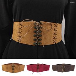 Belts Fashion Women Wide Waistband Wrap Cinch Retro High Waist Belt Lace-Up Tie Leather Corset Casual Waistbelts Elastic