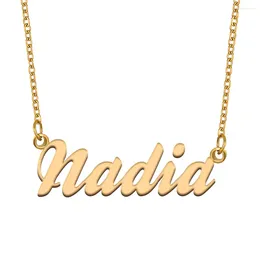 Pendant Necklaces Nadia Name Necklace For Women Stainless Steel Jewelry Gold Plated Nameplate Chain Femme Mothers Girlfriend Gift