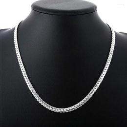 Chains Fashion Sterling Silver Plated 6mm Side Chain 8/18/20/22/24 Inch Necklace For Woman Men Wedding Engagement Jewelry Gift