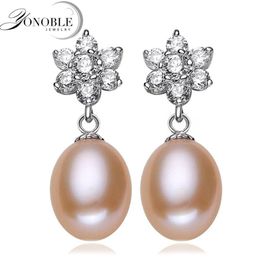 Stud YouNoble Fashion White Real Natural Fresh Water Pearl Earring 925 Sterling Silver Jewelry Women Birthday Gift Brincos Perolas262x