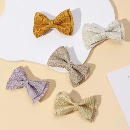 Hair Accessories Baby For Born Toddler Kids Girl Boy Hairpin Leather Hairclip Solidcolor Double-layer Patterned Bow Clip