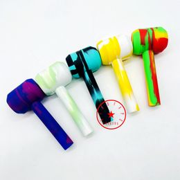 Colourful Silicone Lollipop Shape Pipes Glass Singlehole Philtre Bowl Portable Oil Rigs Stash Case Herb Tobacco Cigarette Holder Bong Smoking Straw Handpipes DHL