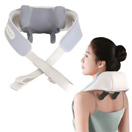 Electric Neck Massage Shawl U Shape Shiatsu Kneading Heating Relieve Cervical Back Pain Relaxation Fatigue Body Massage Device 231220