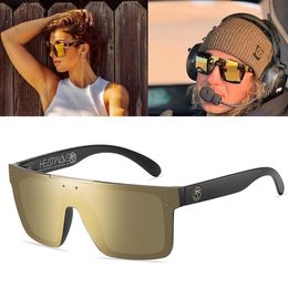 NEW luxury BRAND Mirrored heat wave Polarized lens Sunglasses men sport goggle uv400 protection with case HW03318b