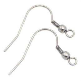 Hypo Allergenic Stainless Steel Earring Hook Stainless Steel Silver Earwires Fish Hooks Earrings Findings DIY Jewelry Makings 200p300j