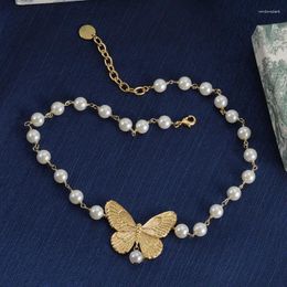 Pendant Necklaces Exquisite Fashion Butterfly Pearl Necklace