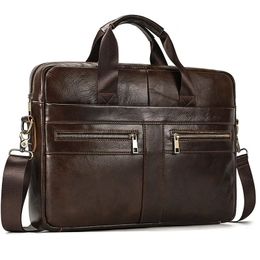 Briefcase Bag Men's Genuine Leather briefcase Male man laptop bag natural for men Messenger bags men's briefcases 231220