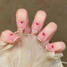 False Nails 24pcs Artificial Acrylic Nail Art Fake Full Coverage Removable Press On Short Ballet Love Square Head Tip