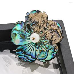 Brooches Natural Abalone Shell Lapel Pins Five-Petal Flower Imitation Pearl Women Brooch For Clothing Luxury Jewellery Fashion Accessories