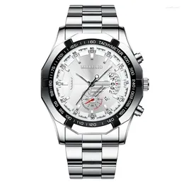 Wristwatches Brand Man Watch Non Mechanical Large Dial Men's Quartz Wristwatch Stainless Steel Strap Luxury Gift Calendar Drop