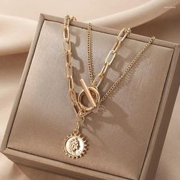 Pendant Necklaces Bijoux Femme In Jewellery Layered Chain Necklace For Women Coquette Collares Para Mujer Sun Portrait Aesthetic Collier