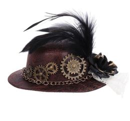 Other Event Party Supplies Halloween Gothic Mini Top Hat Steampunk Gears Chain Feather Cosplay Hair Clip N58F7664922