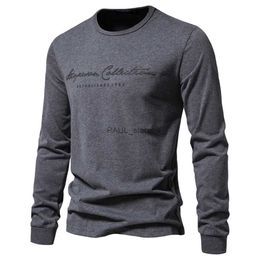 Men's T-Shirts AIOPESON 100% Cotton Long Sleeve Men's T-shirt Solid Color Letter Print Casual T shirts for Men New Spring Tops Tee Men ClothingL2404